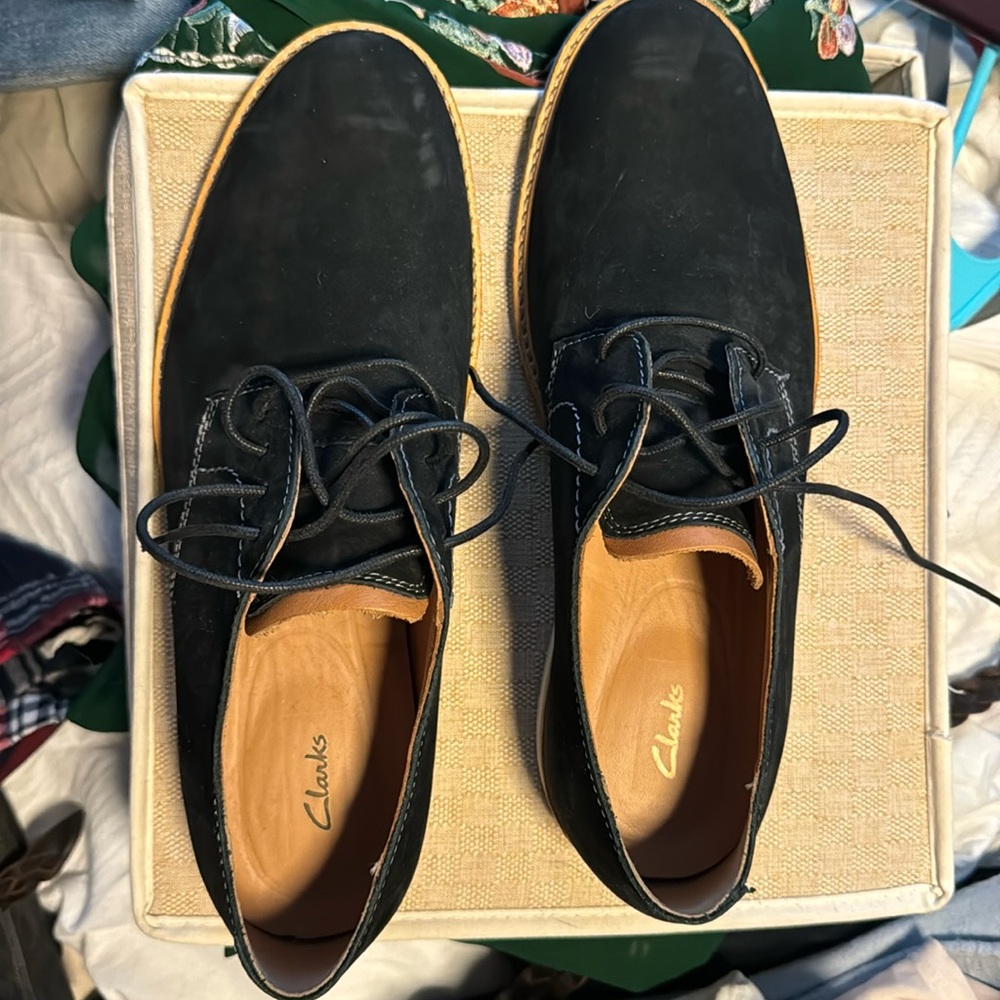 Clarks nubuck suede men’s shoes, new, never worn 10.5